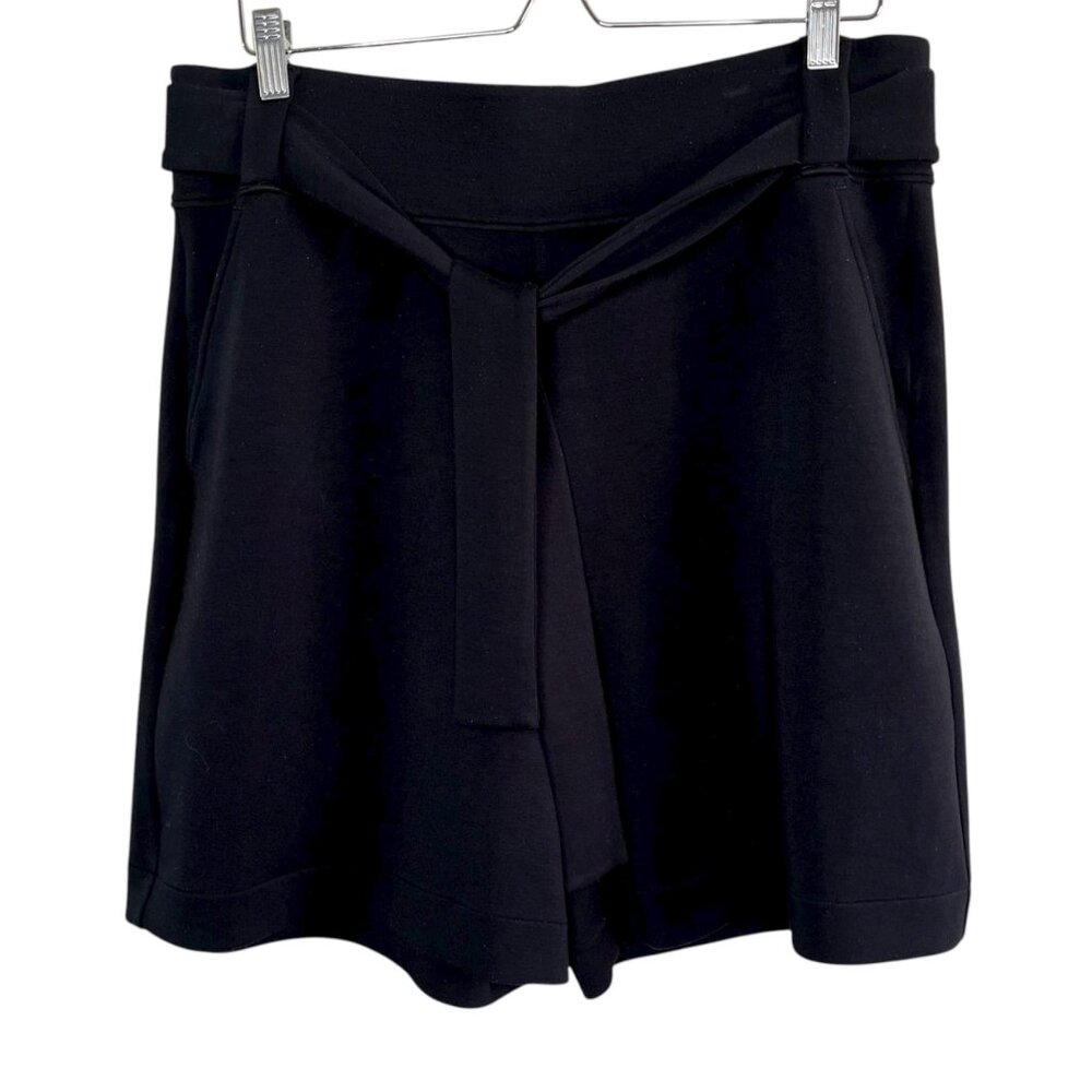 Spanx Womens AirEssentials Black High-Rise Tie Waist Bermuda Shorts XL 50741R